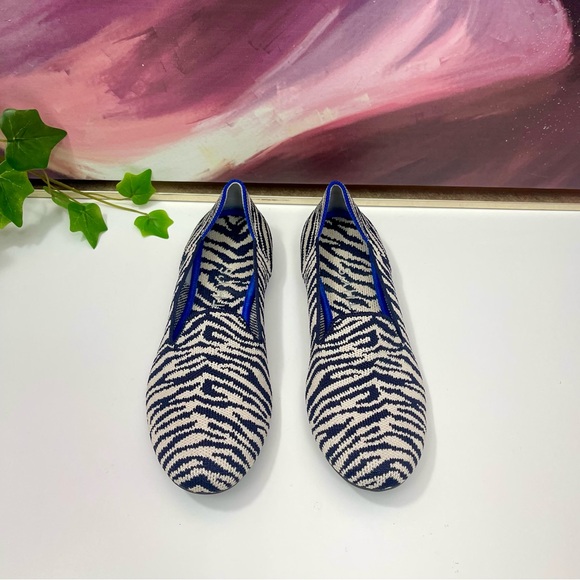 Rothy's The Almond Loafer Zebra Print Navy Blue & White Size 6 - Picture 7 of 15